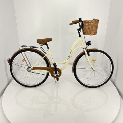 Mestský retro bicykel Goetze Eco 28" 1-prevodový krémovo hnedý + košík